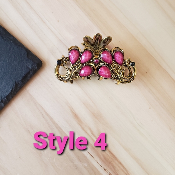 Pink Retro Style Fashion Hair Clips Hair Claws 4 Styles To Choose From - Picture 6 of 9